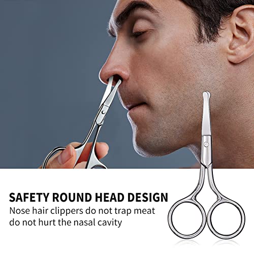 Small Scissors, Eyebrow Scissors, Nose Hair Scissors Round Tip Design, Will Not Hurt The Nasal Cavity. Professional Grooming Scissors For Hair, Eyelashes, Nose, Eyebrow Trimming, Mustache. -Asontao #TOP3