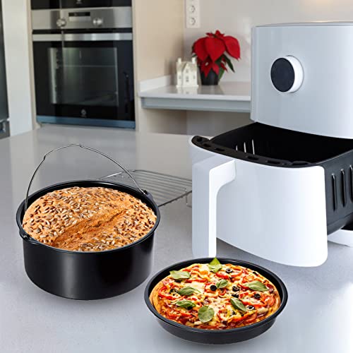 Air Fryer Cake Pan, 2Pcs 6 Inch Baking Pans For Air Fryer, Air Fryer Pans Accessories For Most Brands Of Air Fryer & Oven & Instant Pot, Non-Stick Dishwasher Safe, Universal, Black #TOP6