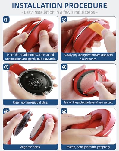Replacement Earpads for Beats Solo Pro (Red) | Almohadillas auriculares de cuero protein para Beats Solo Pro. Cómodo, duradero y aislante de ruido. miniatura 6