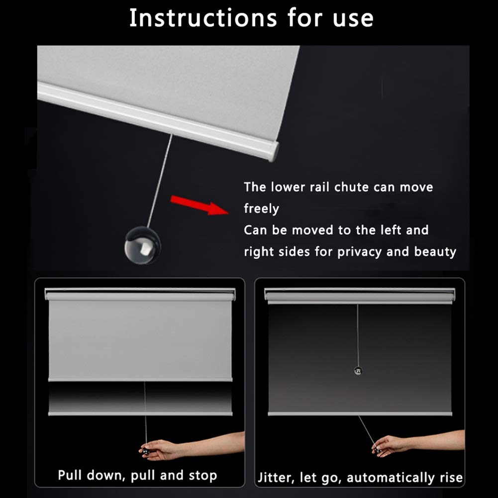 Store enrouleur occultant sans fil pour fenêtres; personnalisable automatique (laiton, 60 cm x 250 cm), idéal pour le bureau, la salle de bains et le balcon - Solution de blocage de la lumière et