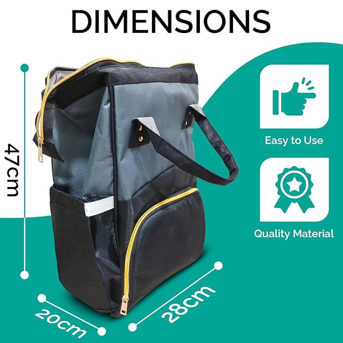 GO GEE Durable Diaper Bag for Mother Diaper Nappy Changing Bag Travel Shoulder Bag Nursing-Maternity Standard Backpack (Black Grey) 2
