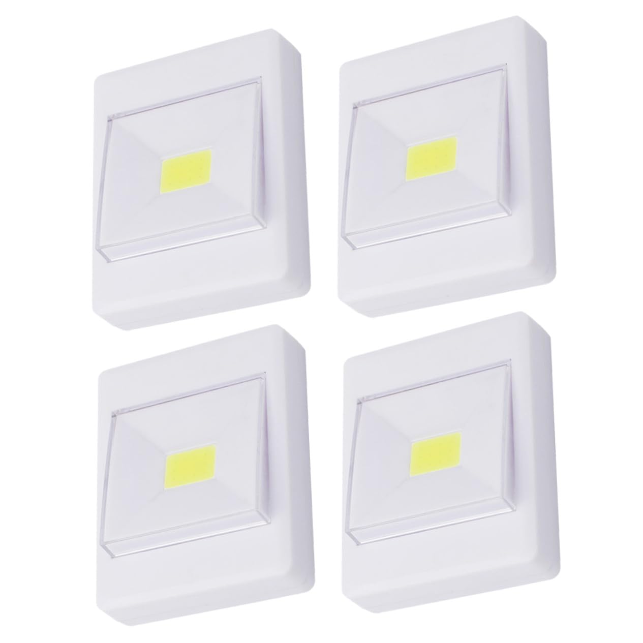 SHINEOFI 4 Pezzi Lampade LED Cob da Parete per Illuminazione Interni, Luce a Batteria Design Autoadesivo in Plastica Bianco per Armadi e Scale Stile Casuale