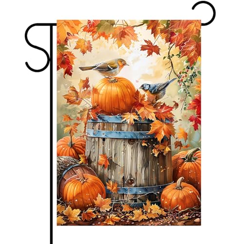 Autumn Fall Hummingbird Garden Flag 12 x 18 Fall Garden Flag Cardinal House Vertical Double Sided Yard Flags For Outside Decorations