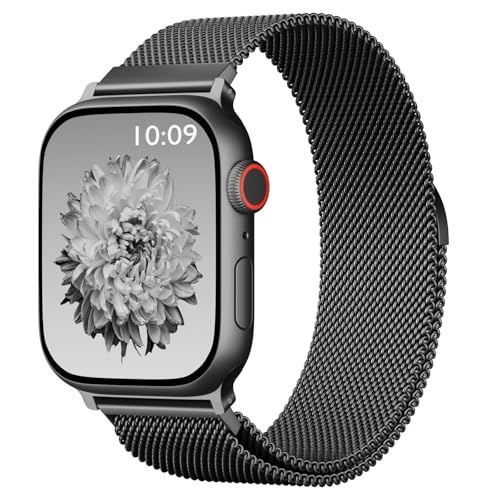Image of Magnetic Mesh Metal Compatible with Apple Watch Band 49mm 46mm 45mm 44mm 42mm 41mm 40mm 38mm Men and Women, Stainless Steel Loop Clasp Replacement for iWatch Bands Ultra Series 10 9 8 7 SE 6 5 4 3 2 1