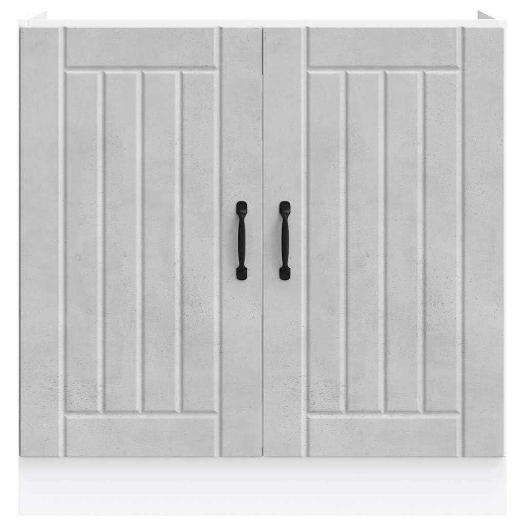 Lucca szafka pod zlewozmywak w kolorze szarym, betonowa, wykonana z materiału drewnopochodnego, 80 x 46 x 81,5 cm, z regulowanymi nóżkami, szafka kuchenna do przechowywania, szafka pomocnicza