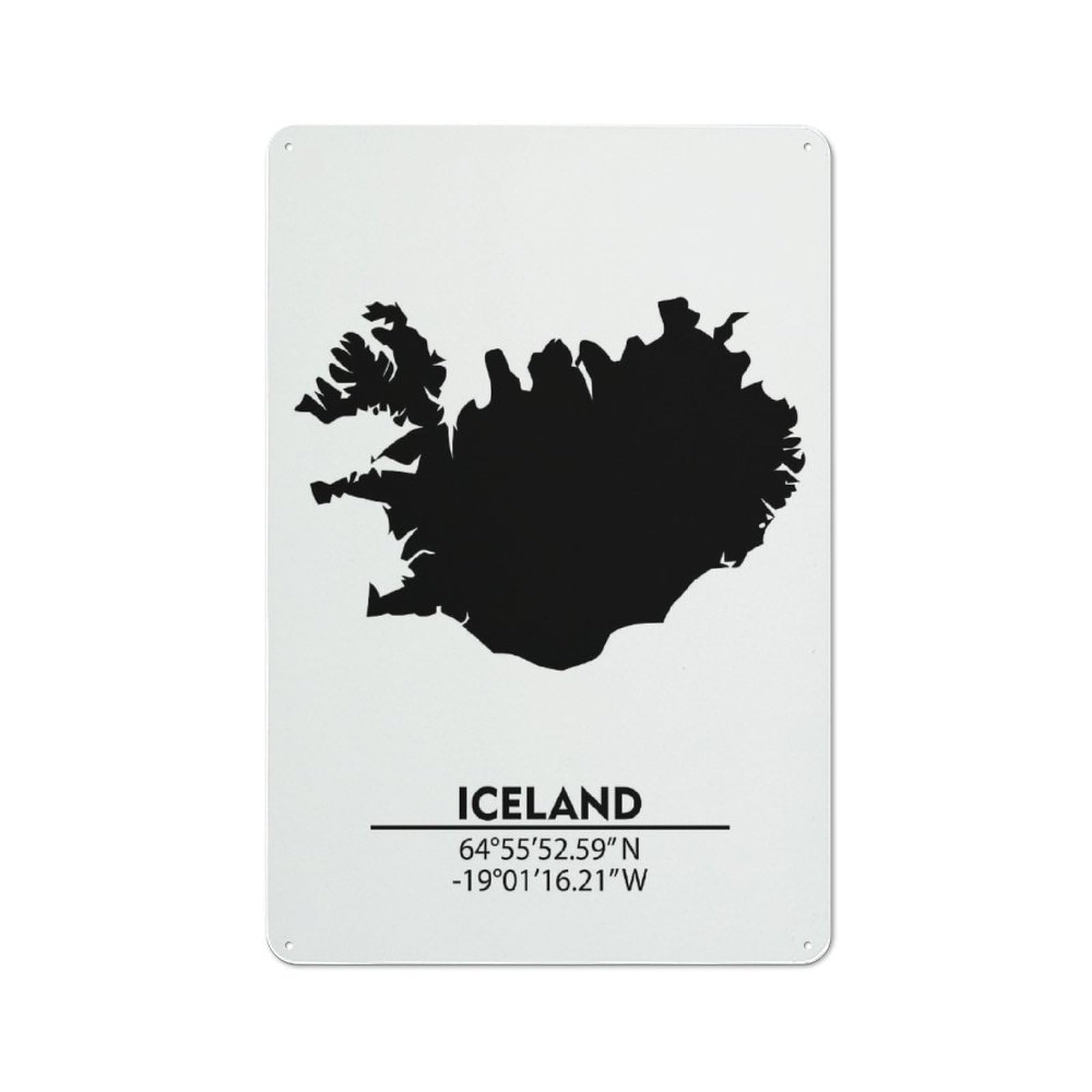 Junmoney Iceland-1 Loft Style Metal Wall Art Sign 30X20cm Featuring Iceland, Urban Room Decor For Loft, Studio, Office Or Creative Room