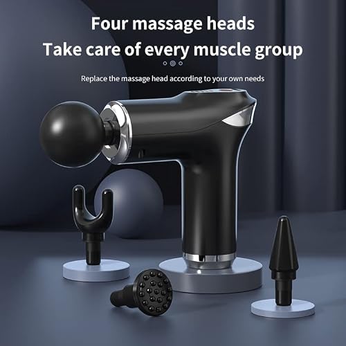 Crowndy Massage Gun Deep Tissue Percussion Muscle Massager, Percussion Massager Handheld For Athletes, Portable Body Muscle Massager For Pain Relief With 4 Massage Modes,4 Heads, Black #TOP1