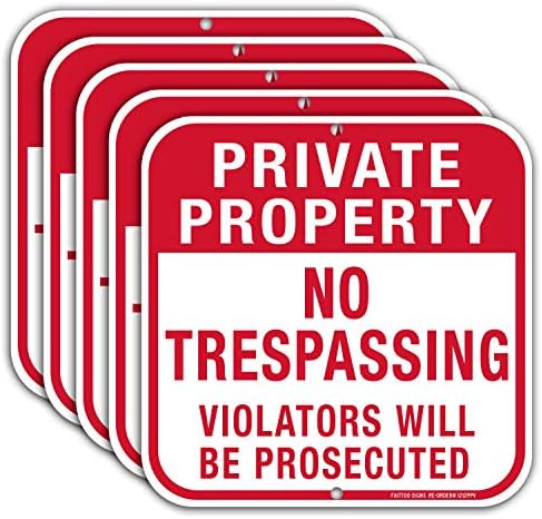 (2 Pack) Private Property No Trespassing Signs - 12"x18" Reflective Aluminum, Weatherproof