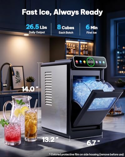 Image of Silonn Countertop Ice Maker with Smart Touchscreen, Ambient Light & Timer