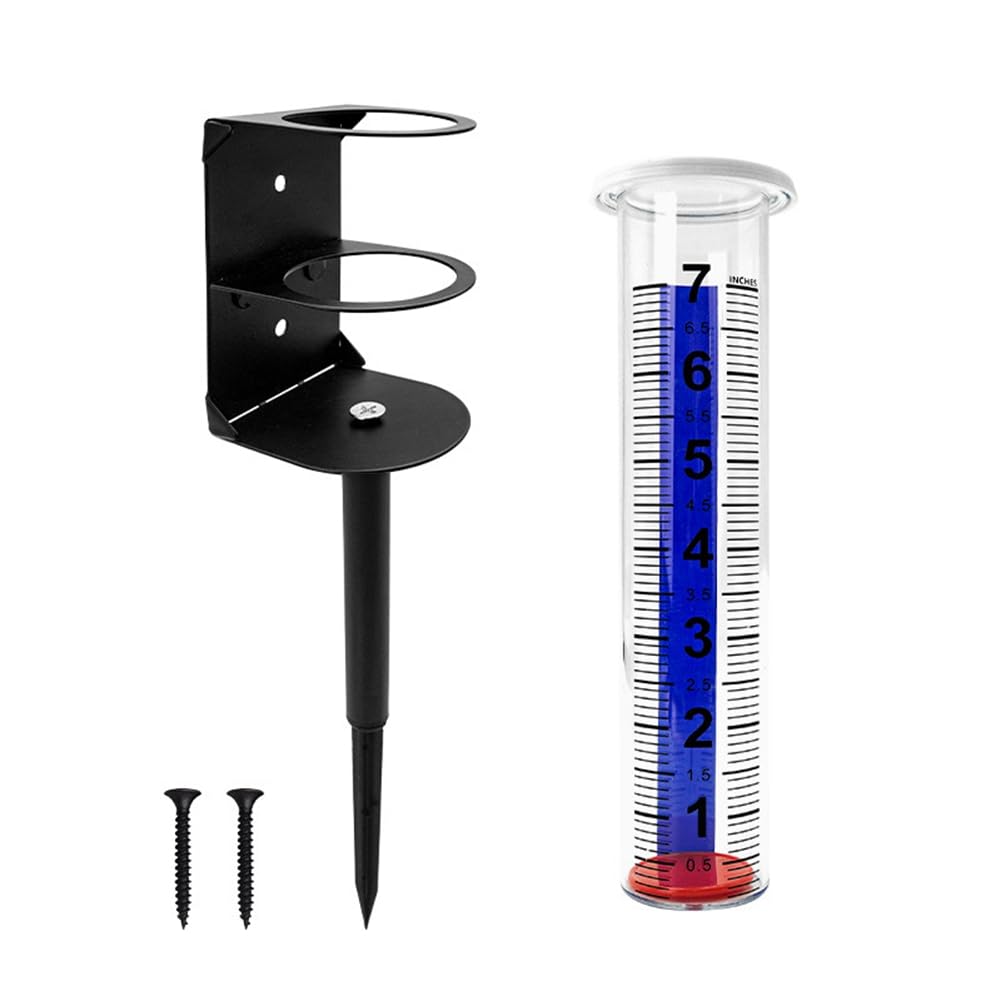 Jnchdghwa Rain Gauge Outdoor, Water Rain Meter with Large Font Tube, Metal Rack Holder& Accurate Measurement for Yard