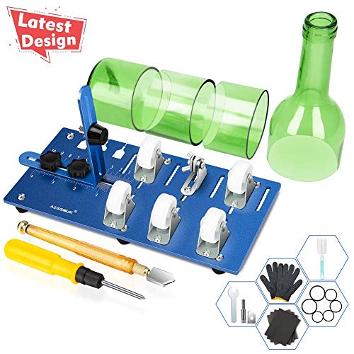 Glass Bottle Cutter Upgraded Bottle Cutting Machine forÂ Cutting Round, Oval Bottles, Home Craft DIY Glass Cutter Bundle Tools for Cutting Wine, Beer, Whiskey, Champagne - Complete Accessories Tool Kit