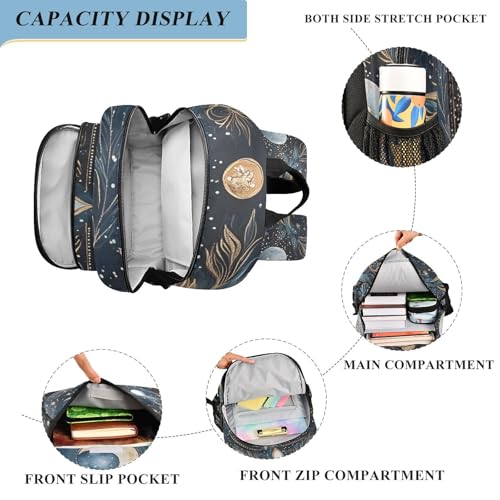 senya Moon Planets Backpack Water-Resistant Bag Lightweight Bookbags with Reflective Strip3