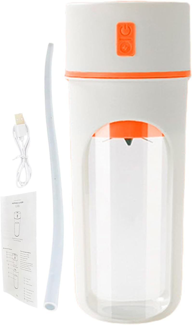 Frullatore da viaggio portatile, frullatore per frullati personale wireless, bottiglia d’acqua multifunzione da 480 ml con cannuccia per viaggi sportivi, escursionismo, succhi di frutta fatti in casa, preparazione di frutta e pasti