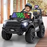 BAYBEE Bronco Battery Operated Jeep For Kids,Ride On Toy Kid Car With RGB Windshield Light & Music,Electric Jeep Battery Car,Baby Big Cars For Kids To Drive 3 To 8 Years(Bronco Police Edition),Black