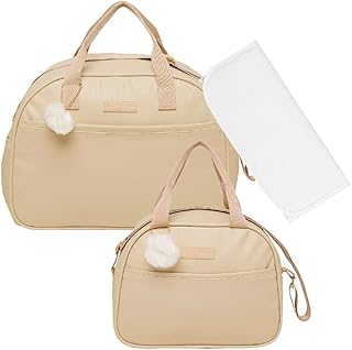 Combo com Bolsa Grande e Pequena Pirulitando+T Nascer Marfim