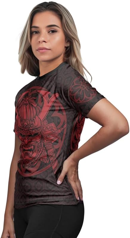 FORMONIES Samurai Women’s Rash Guard Short Sleeve – BJJ MMA Base Layer Compression Shirt for Grappling & No-Gi