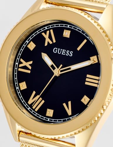 Image of Guess Mens 44 mm Noble Black Dial Stainless Steel Analog Watch - GW0495G2