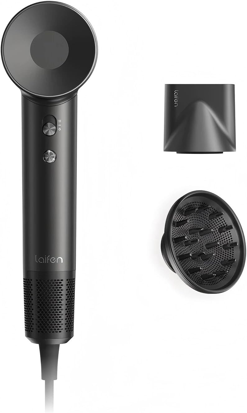 Laifen Swift Hair Dryer, High Speed 200M Ionic Blow Dryer with 110, 000 RPM Brushless Motor for Fast Drying, Low Noise, Hairdryer with Magnetic Nozzle