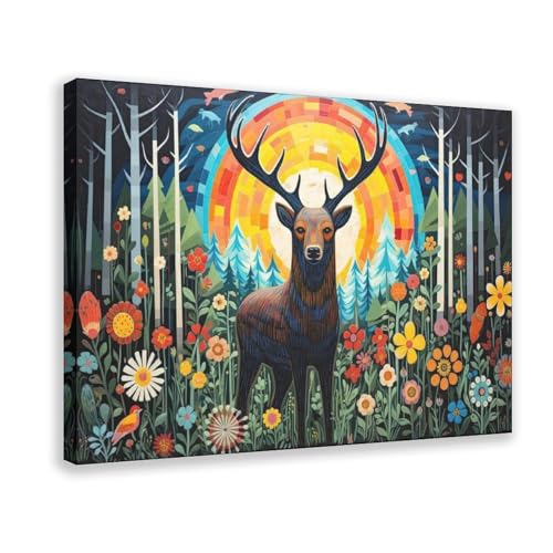 Poster cerf coloré sur toile pour créer une ambiance inspirante au bureau
