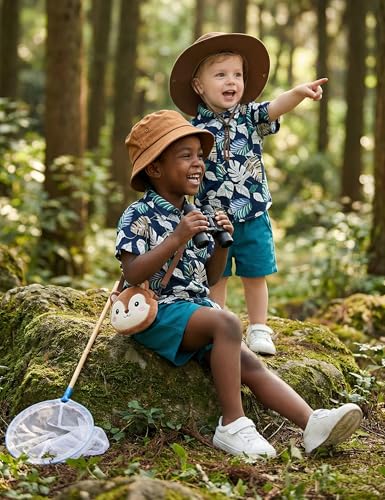 Image of JunNeng Toddler Baby Boy Shorts Sets Hawaiian Outfits,Summmer Hawaiian Shirt+ Elastic Shorts Vacation Clothes