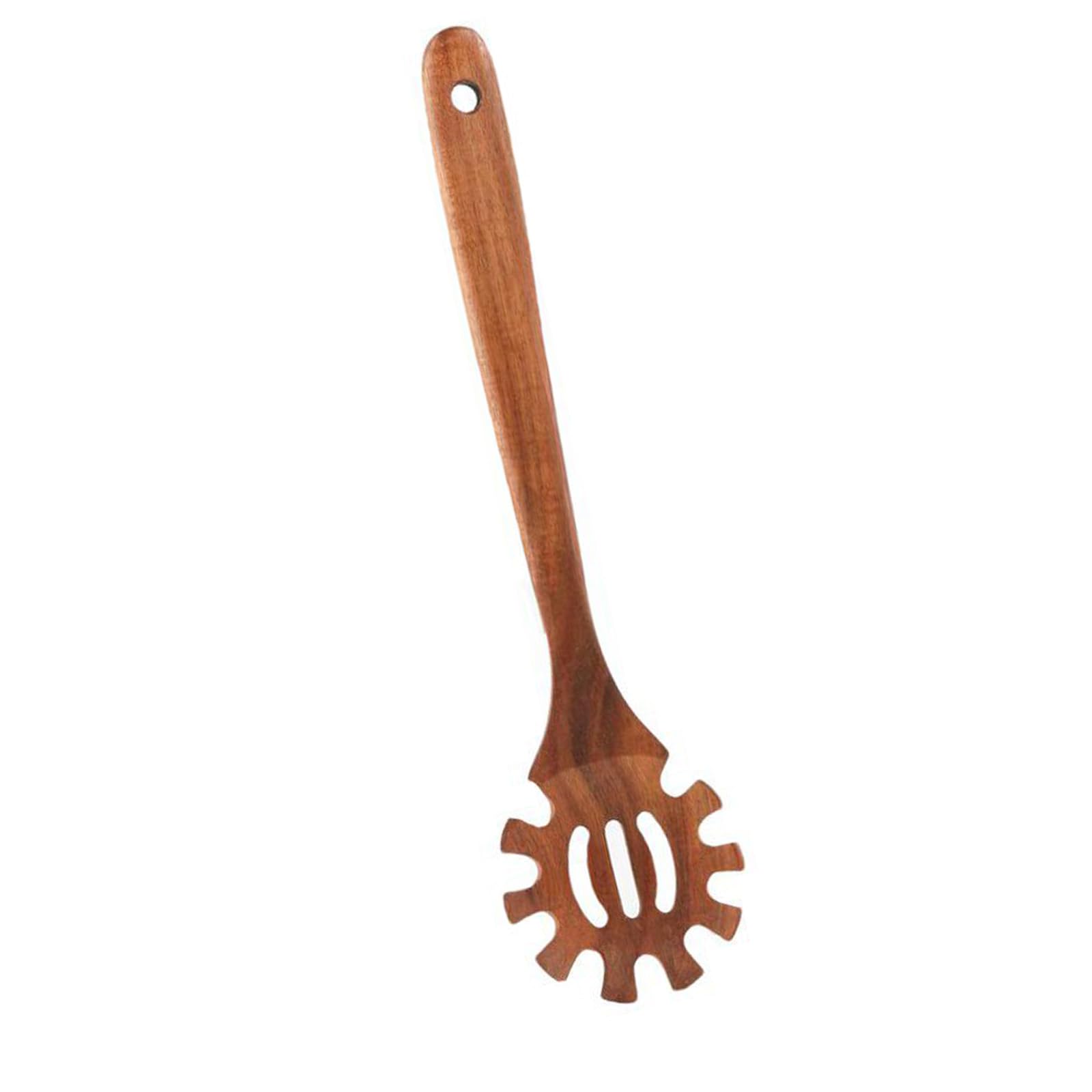 jiingekk Smooth Surfaces Noodles Serving Tool Wooden Ergonomic 30cm Spoon Spaghetti Fork Tongs with Teeth Wooden Noodles Spoon