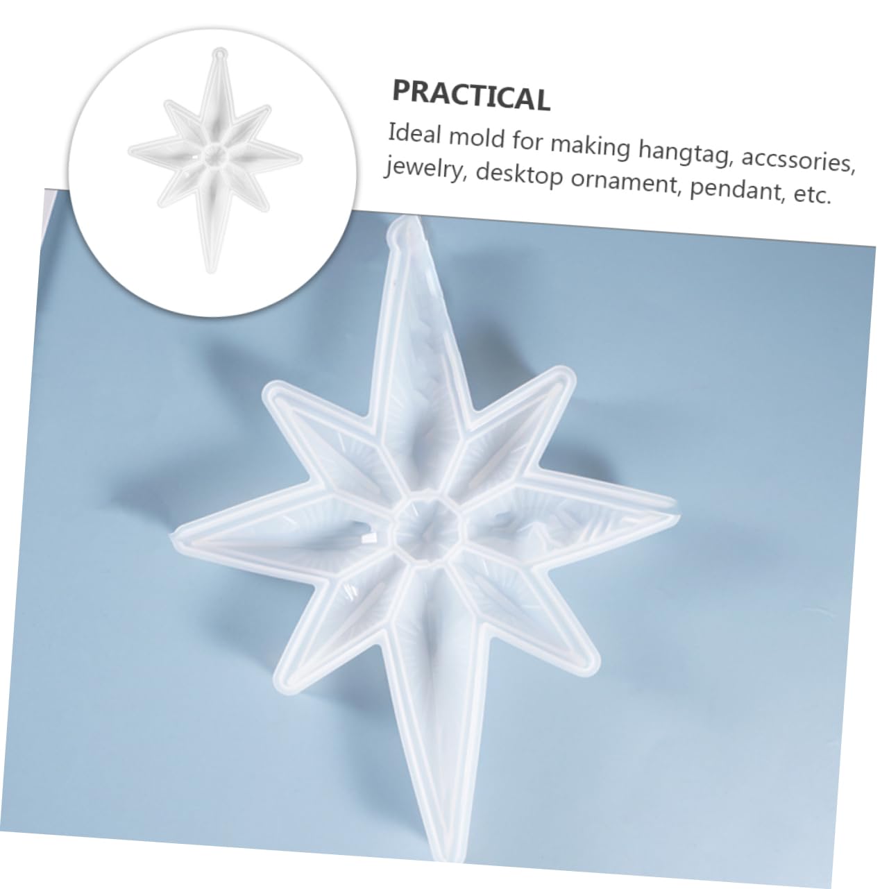 EXCEART 1pezzi Stampo Silicone Per Pendenti Stella Otto Punti Mold Per Creazioni Di Etichette e Ciondoli Resina Epossidica Alta Qualità e Resistente