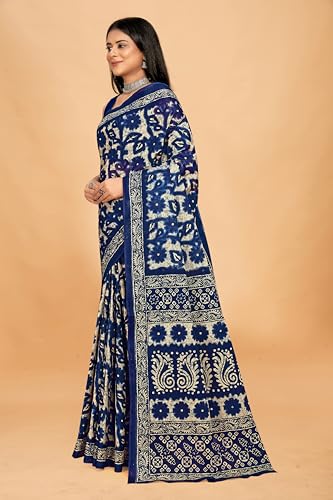 Image of TAMAIRA FASHION Mulmul Pure Cotton Saree For Woman Floral Batik Printed |Office Wear Daily Wear Sarees For Women Without Blouse Piece (Available in 16 Colours)