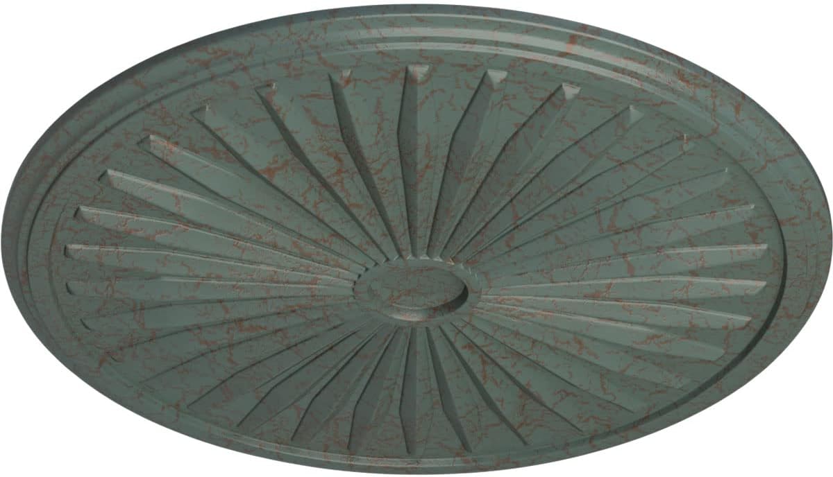 Ekena Millwork CM33LECBC 33 1/8"OD X 3 1/2"ID X 1 3/8"P Leandros Ceiling Medallion Fits Canopies Up To 5", Cloud Burst Crackle
