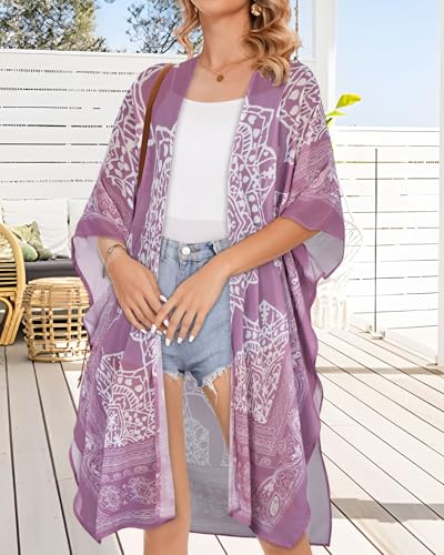 Image of Women's Kimono Beach Cover up for Summer Bathing Suits Cardigans Casual Loose Swimwear 2026