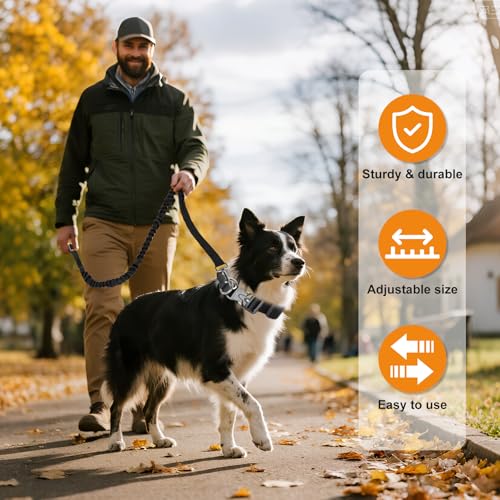 Taktisches Halsband Hund mit Griff & Leine, Hundehalsband Breit Gepolstert mit Metallschnalle, Verstellbar Nylon Dog Collar für Mittlere Große Hunde