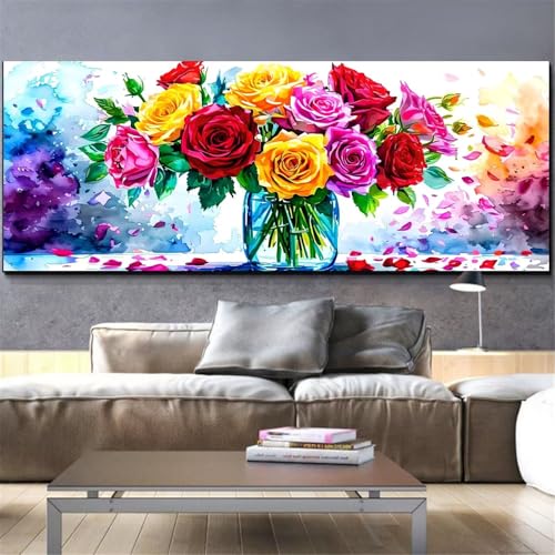 Peinture diamant fleur Mefooge 80x160cm : kit complet broderie strass grand format