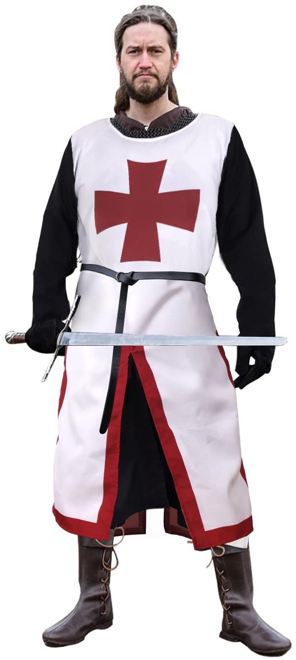 UQJE Mens Medieval Crusader Costume Knights Templar Tunic Halloween Renaissance Midevil Suit