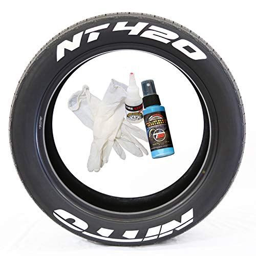 NITTO NT420 Tire Lettering Kit - DIY Raised Rubber Tire Stickers With Glue & Cleaner, White 1.5 Inch, 4 Pack