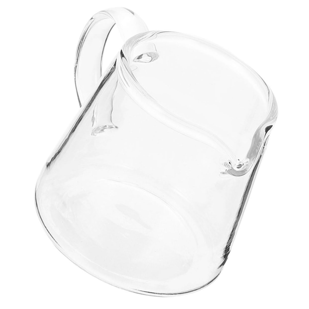 Ciieeo Glass Milk Pitcher Ergonomic Handle Drinking Cup for Milk Juice Smooth Pour Spout Glass Water Mug for Home Cafe Use