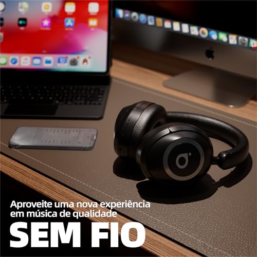 Fone de Ouvido Bluetooth, Basike BT21 Headphone Bluetooth, Redução de Ruído do ANC com Microfone, Ce