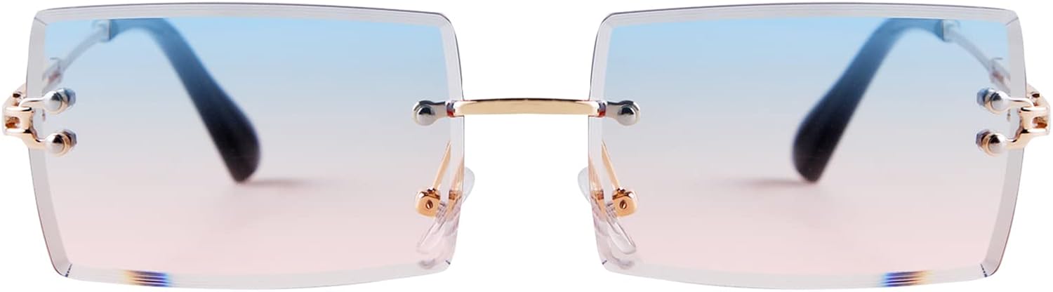 ADE WU Vintage Rimless Sunglasses for Women Men 90s Fashion Frameless Rectangle Tinted Sun Glasses Unisex Stylish - Image 3