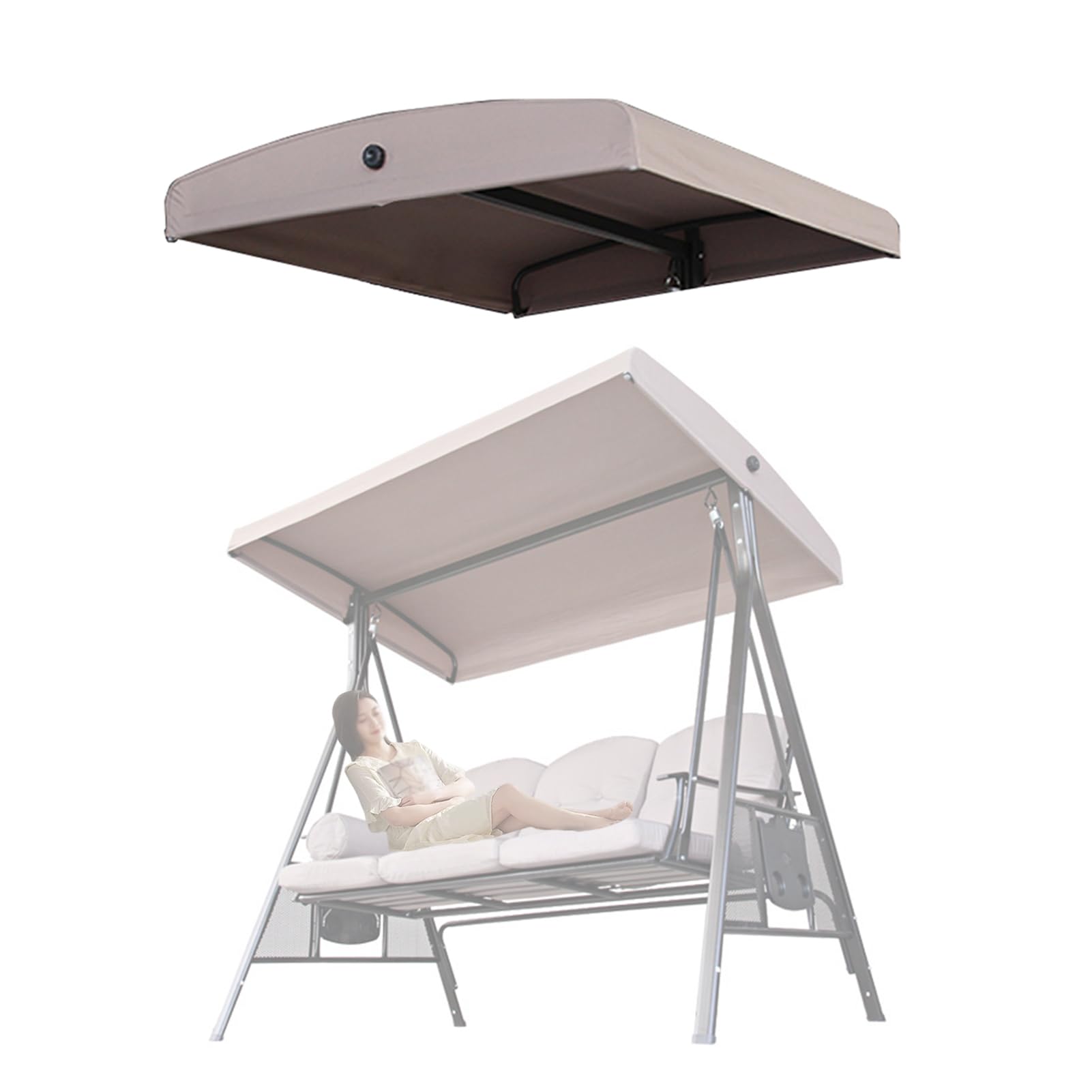 Cubierta de columpio de jardín impermeable y duradera: techo premium para balancín de 2-3 plazas