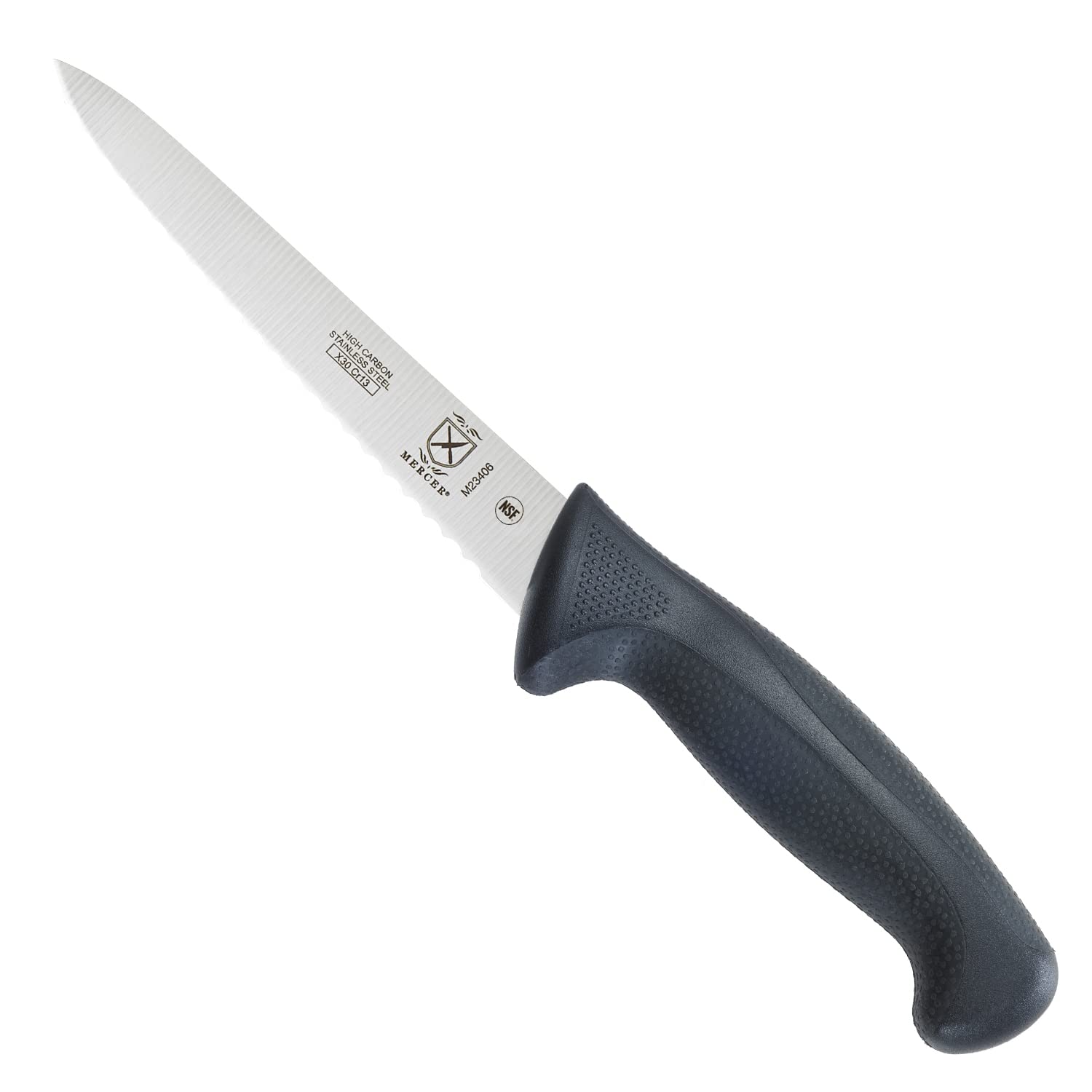 Mercer CulinaryM23406 Millennia Black Handle, 6-Inch Wavy Edge, Utility Knife