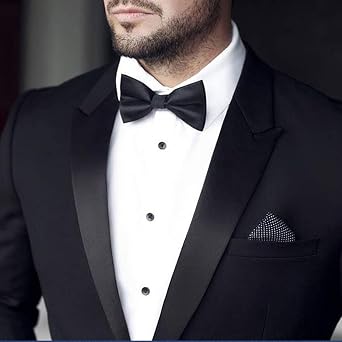 100% Silk Mens Bow tie Bowtie Tuxedo Wedding Solid Color Formal Bow Ties for Man (blacksilk)