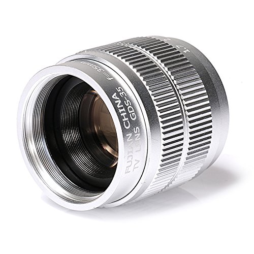 Silver Fujian 35mm f/1.7 CCTV Lens for Sony NEX E-Mount Camera & Adapter Bundle for Sony A7 NEX7 a6000 a5000 a3500
