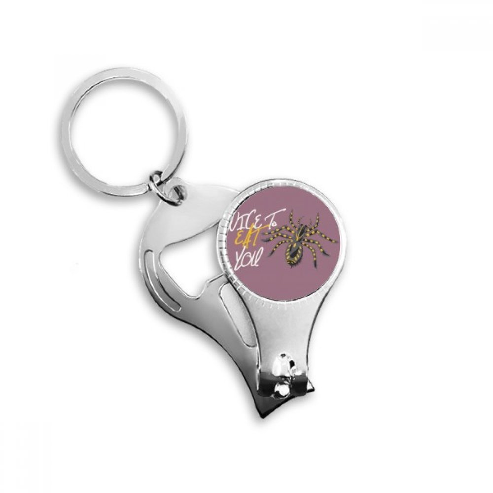Insect Spider Cobweb Illustration Pattern Nail Nipper Ring Key Chain Bottle Opener Clipper