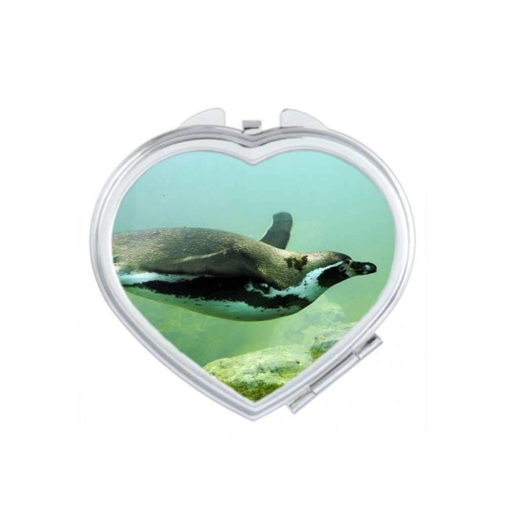 Miroir de poche en coeur motif penguin ocean antarctique pour maquillage