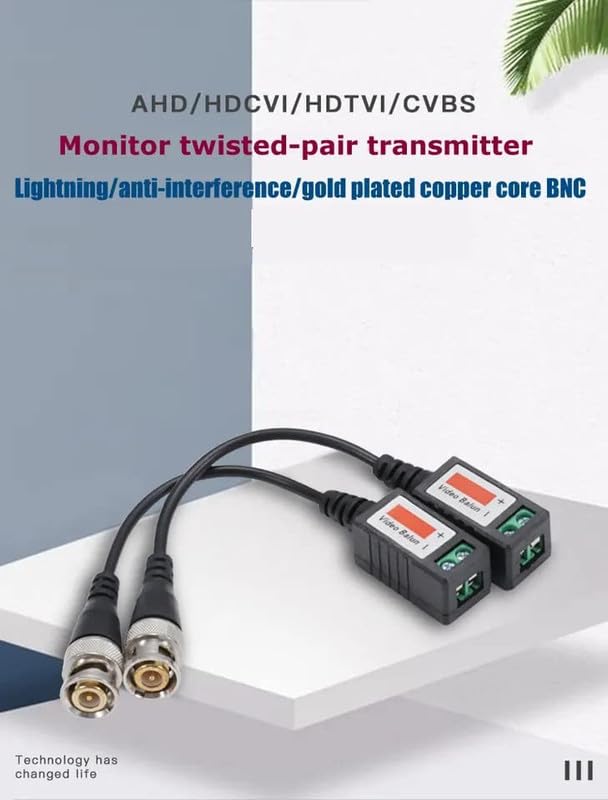Image of COOLCOLD Video Balun, Mini CCTV BNC Transceiver With Pigtail, Coax to UTP Cat6 Connector HD 720P 1080P, Video Passive Balun for HD-TVI /CVI /AHD /Analog /960H Camera (1 Pair)