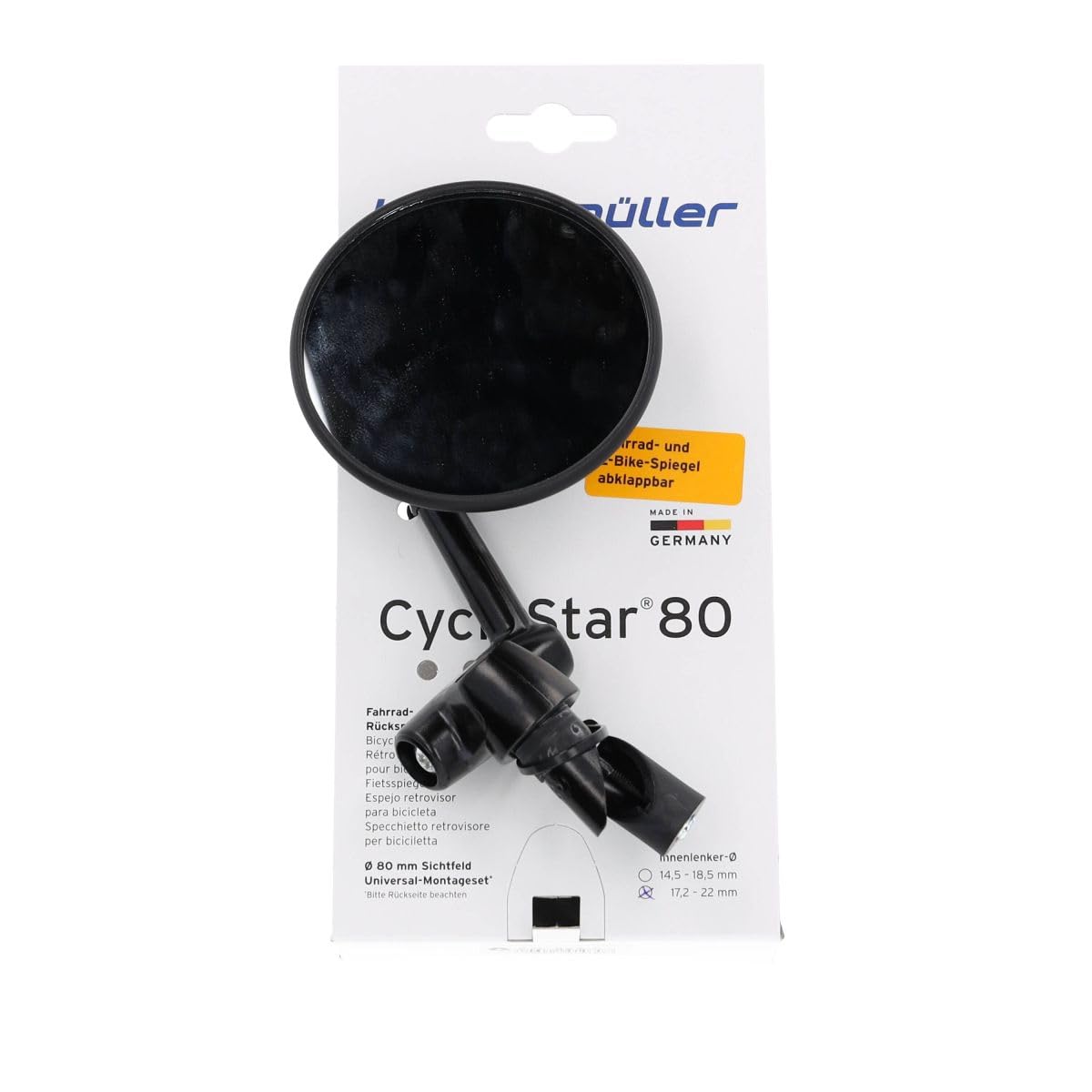 RETROVISOR B&M CYCLE STAR P/DIAM.17.2-22mm CONVEXO