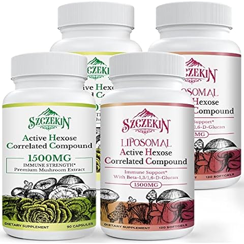 SZCZEKIN Active Hexose Correlated Compound 1500 mg Supplement 180 Capsules Bundle with 1500mg Liposomal Active Hexose Correlated Supplement 240 SoftGels Cover