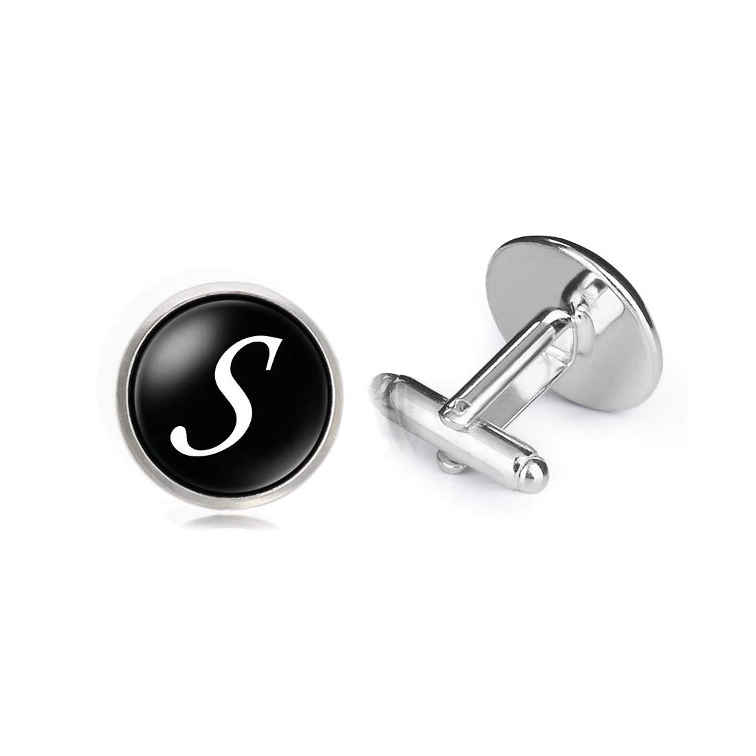 S Letter Statement Stainless Steel Cufflinks for Men and Boy's