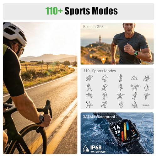GPS Smart Watch, 1.85'' Screen Smartwatch for Men Women, Built in Alaex, 110+ Sports Modes Activity Tracke with Heart Rate/Sleep/SpO2 Monitor, 3 ATM Waterproof Fitness Watch for Android iOS - Image 4
