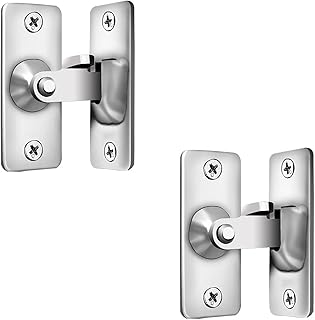 90度ドア留め金ロック 90度直角ドアロック 2個入り ステンレス製 丈夫で耐久性に優れ 取り付けも簡単で しっかりとした構造です 浴室/部屋/バスルーム用ロック 盗難防止(シルバー )