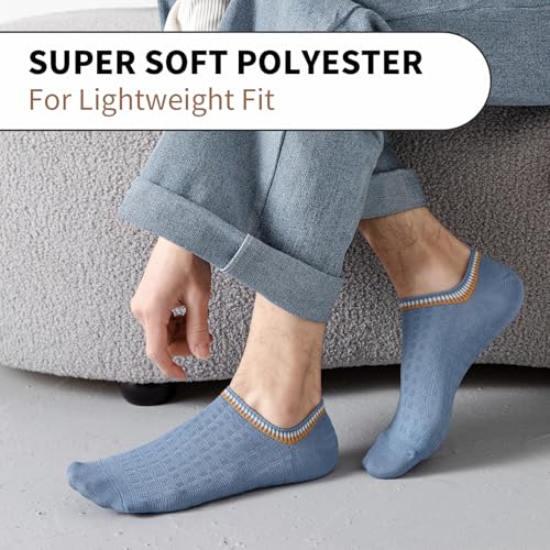 Mottee&Zconia Men's No Show Socks Low Cut Short Cotton Casual Anti-Skid Moisture Wicking Striped Socks 5 Pack Size 8-114