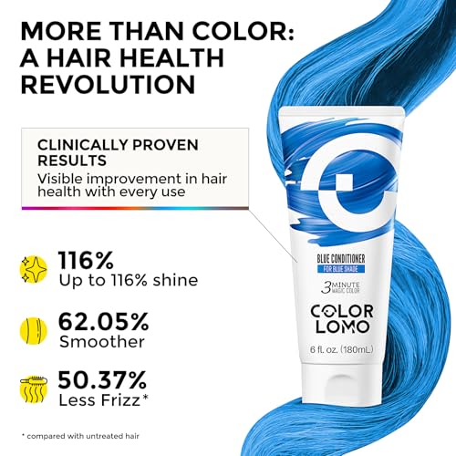 Image of COLORLOMO Color Depositing Conditioner for Bleached Hair, Semi Permanent Hair Color Conditioner with Shea Butter & Almond Oil, Hydrates & Refreshes Faded Color, Vegan, 6oz-Blue